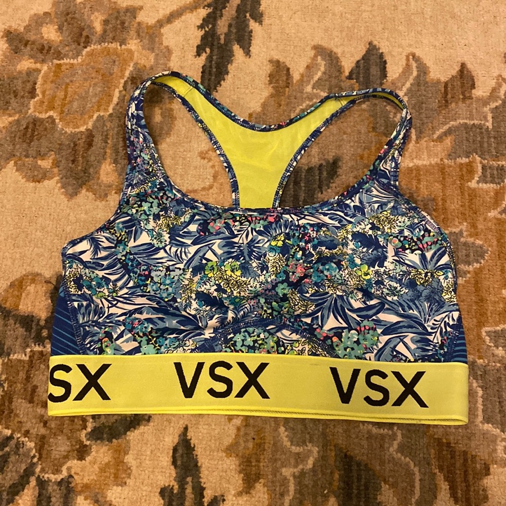Victoria’s Secret Sport sports bra medium blue and neon yellow